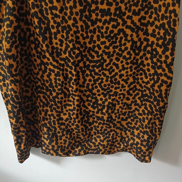 Diane Von Furstenberg Size 12 Cheetah Print Satin Midi Skirt Polka Dot Zipper - Picture 3 of 12
